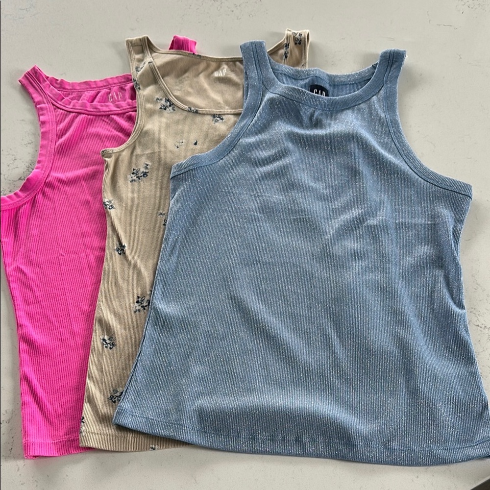 Bundle 5 items @ 10$, pay only 30$ - 3 GAP cami - Shiny Blue, Pink, and Tan